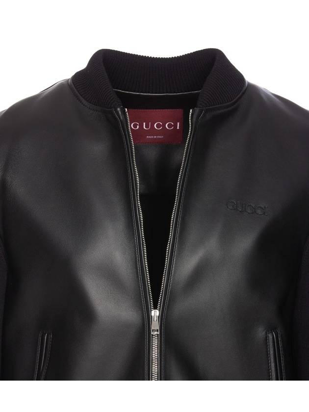 Knit leather jacket black - GUCCI - BALAAN 5