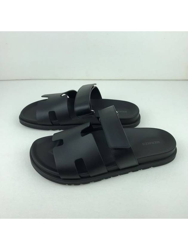 Chypre Leather Sandals Black - HERMES - BALAAN 4