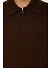 Men's Kaleb Zipper Merino Cardigan Bitter Chocolate - J.LINDEBERG - BALAAN 3