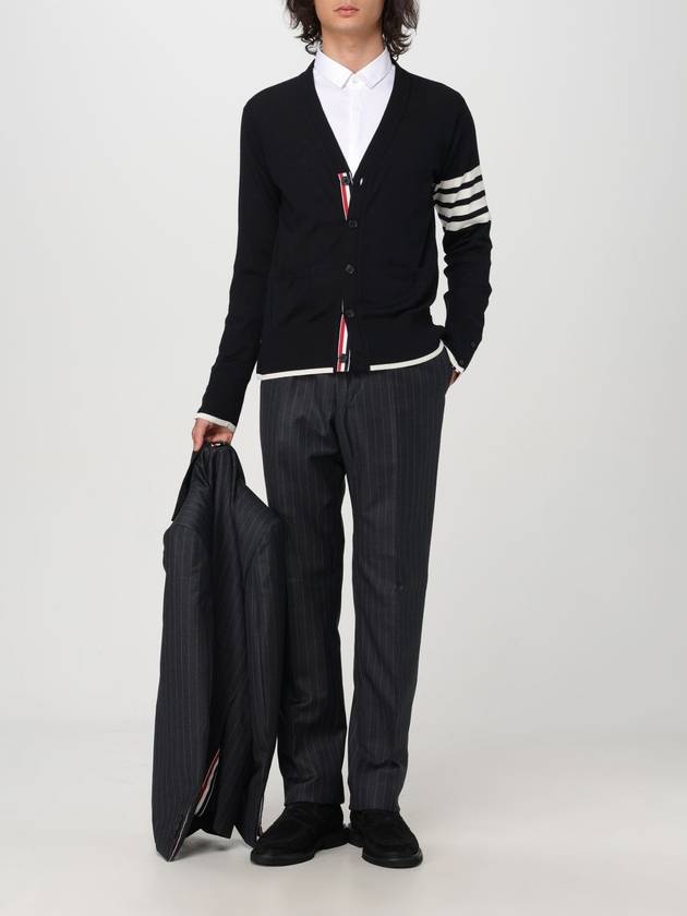 Wool 4-Bar Cardigan Black - THOM BROWNE - BALAAN 3