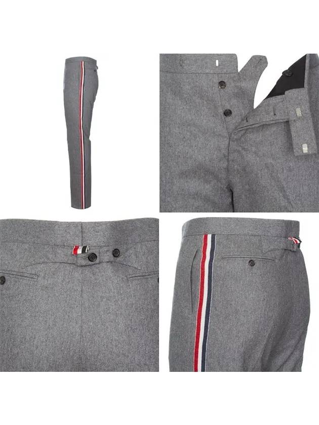 Men's Back Strap Boil Wool Straight Pants Grey - THOM BROWNE - BALAAN 11