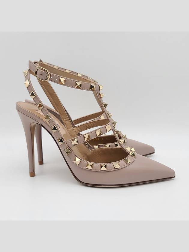 Rockstud leather sandal heel pink - VALENTINO - BALAAN.
