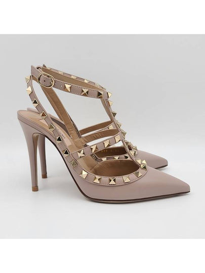 Rockstud Leather Sandal Heels Pink - VALENTINO - BALAAN 2