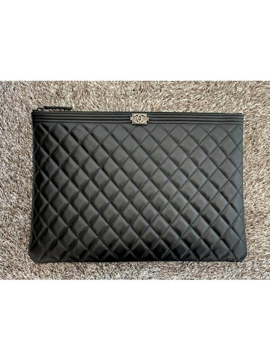 Lambskin boy large silver antique clutch - CHANEL - BALAAN 1