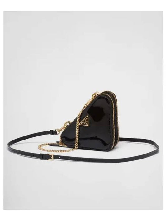 Triangular Patent Leather Mini Pouch Bag Black - PRADA - BALAAN 2