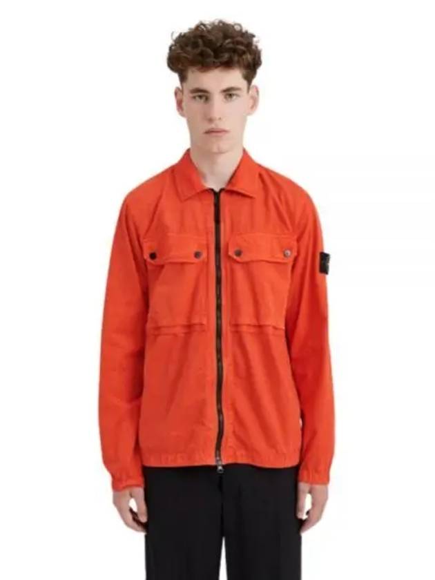 Brushed Organic Cotton Overshirt Jacket Red - STONE ISLAND - BALAAN 2