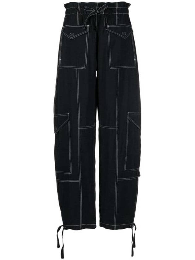 High Waist Cargo Track Pants Black - GANNI - BALAAN 6