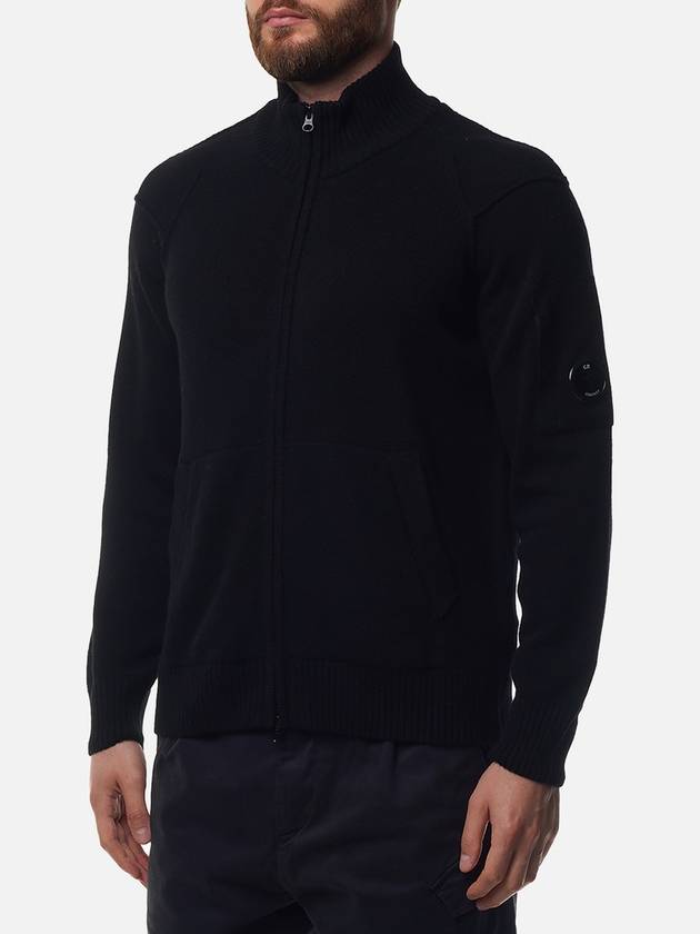 Lambswool GRS Zipped Cardigan Black - CP COMPANY - BALAAN 5