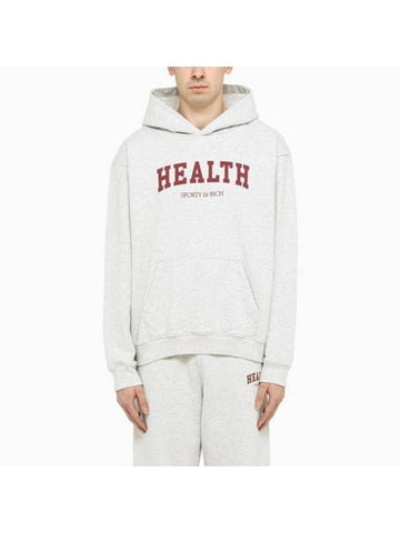 Slogan Print Cotton Hoodie Grey - SPORTY & RICH - BALAAN 1