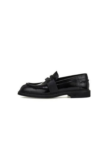 Men s Cutout Band Leather Penny Loafer Black - EMPORIO ARMANI - BALAAN 1