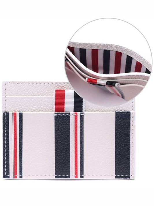 Tricolor Pattern Card Wallet White - THOM BROWNE - BALAAN.