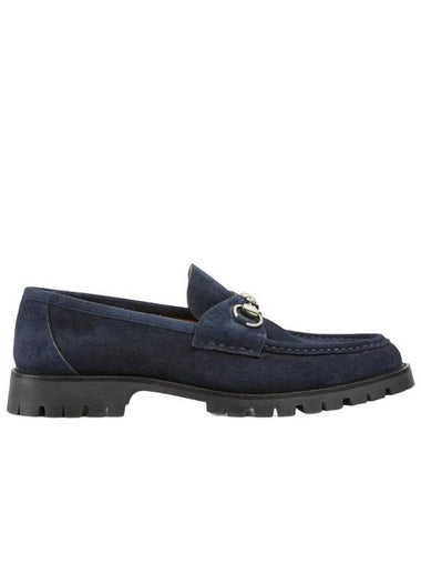 Horsebit Suede Loafer Blue - GUCCI - BALAAN 1