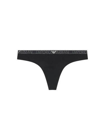 UNDERWEAR Women's Glitter Logo Banding Cotton Thongs Black 271597 - EMPORIO ARMANI - BALAAN 1