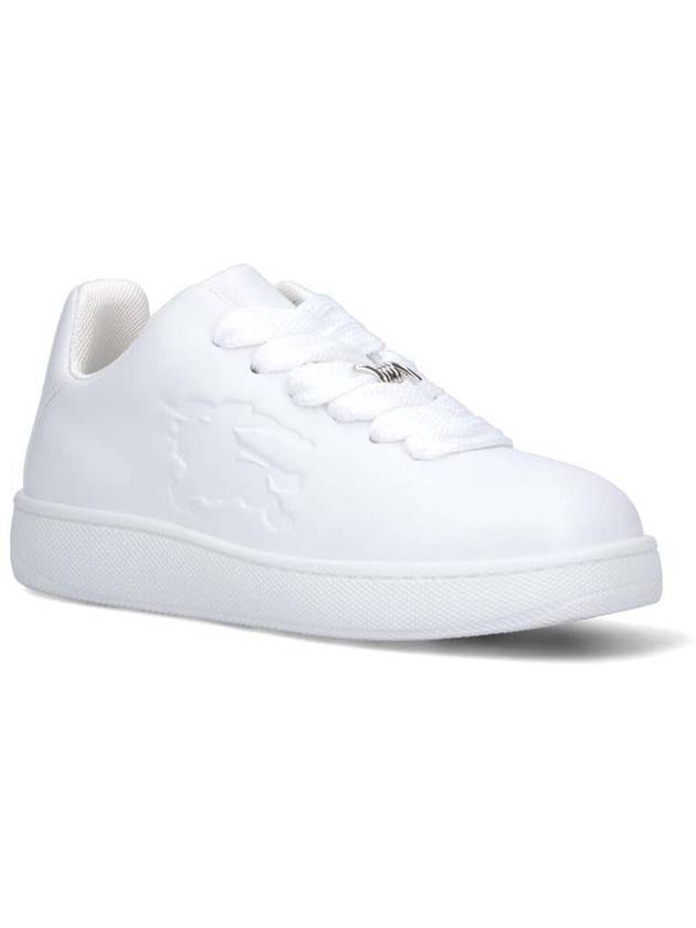 Kids Embossed Logo Leather Sneaker White - BURBERRY - BALAAN 3