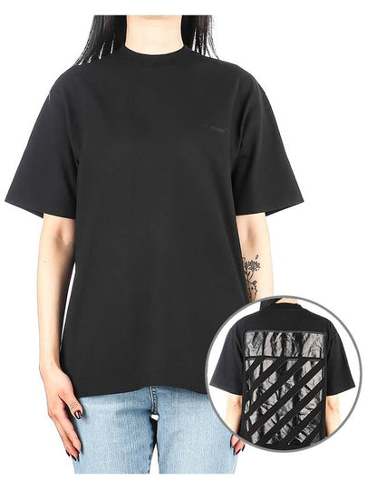 Diagonal Print Short Sleeve T-Shirt Black - OFF WHITE - BALAAN 2