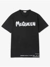 Men's Graffiti Logo Short Sleeve T-Shirt Black - ALEXANDER MCQUEEN - BALAAN 2