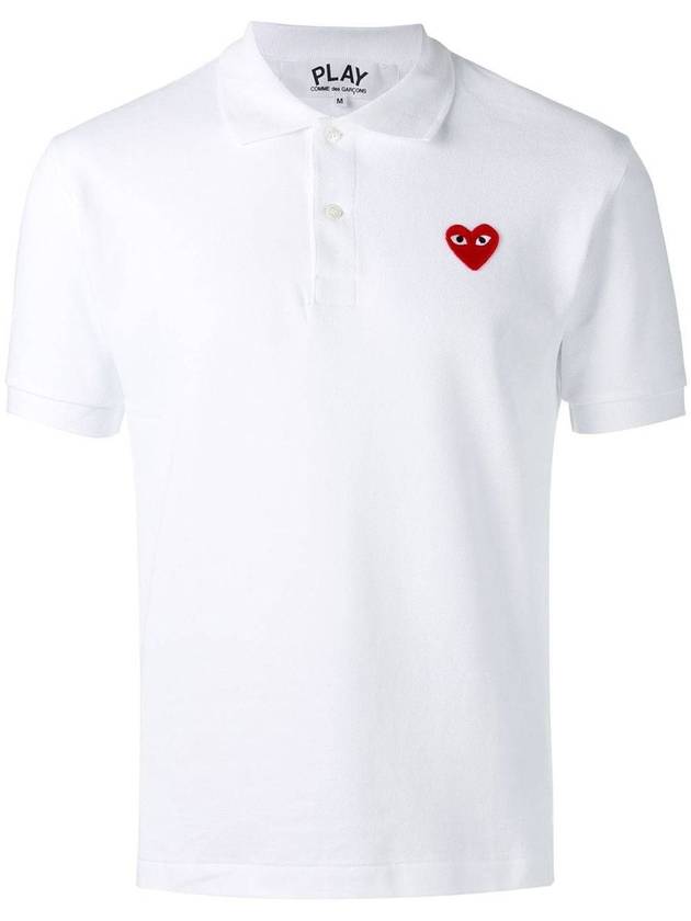 Heart Wappen Short Sleeve Polo Shirt White - COMME DES GARCONS PLAY - BALAAN 2