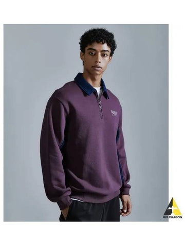 Lettering brushed half zip up dark purple - REEBOK - BALAAN 1