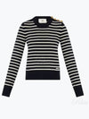 Button Detail Striped Knit Top Navy - AMI - BALAAN 2