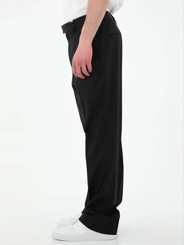 Men's Stretch Wool Blend Straight Pants Black - VALENTINO - BALAAN 4