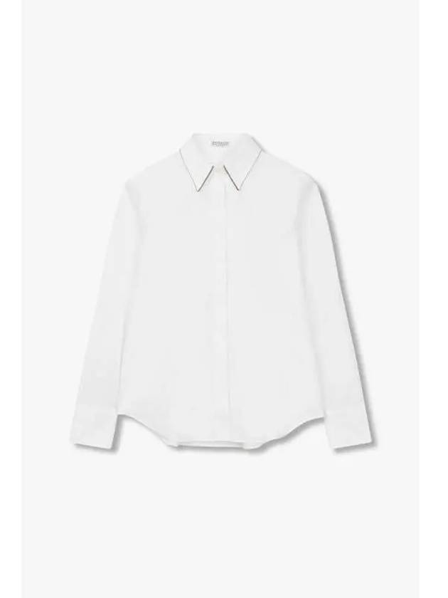 Women s Monili Collar Stretch Shirt White - BRUNELLO CUCINELLI - BALAAN 1