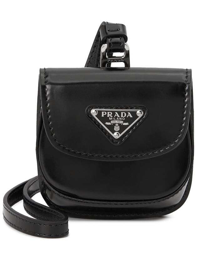 Triangle Logo Brush Leather Apod Case Black - PRADA - BALAAN 4