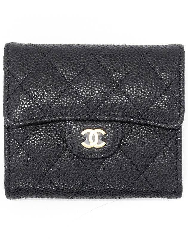 Classic small caviar flap wallet black gold AP0231 - CHANEL - BALAAN 1