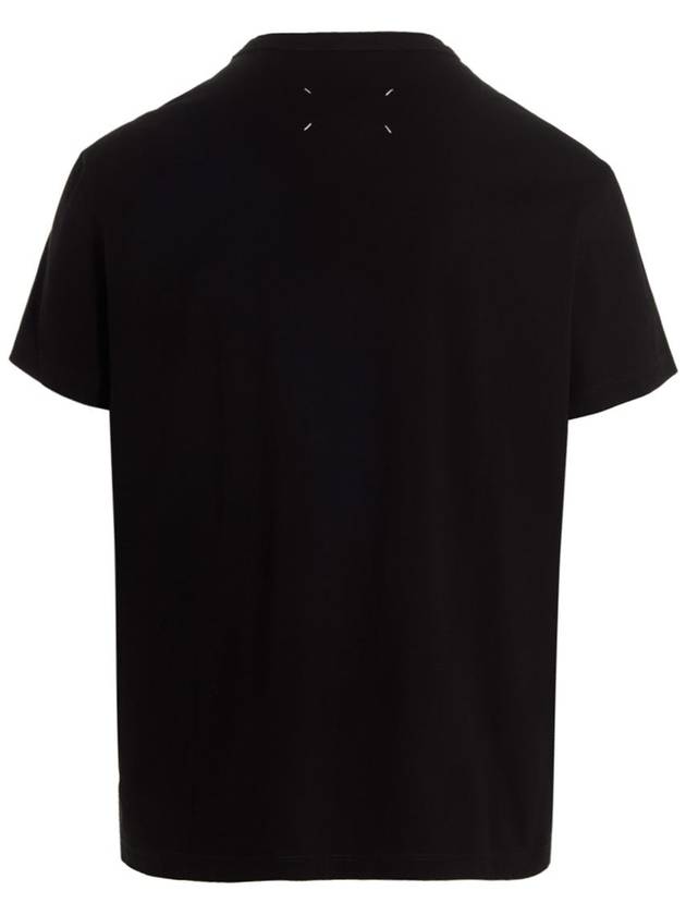 Reverse Embroidered Logo Stitched Cotton Short Sleeve T-Shirt Black - MAISON MARGIELA - BALAAN 3