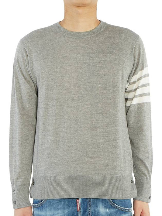 4 Bar Stripe Classic Wool Knit Top Light Grey - THOM BROWNE - BALAAN 2