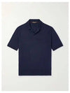 Ryome Silk Linen Polo Shirt Navy - LORO PIANA - BALAAN 2