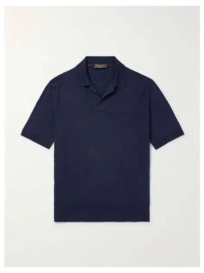 Ryome Silk Linen Polo Shirt Navy - LORO PIANA - BALAAN 2