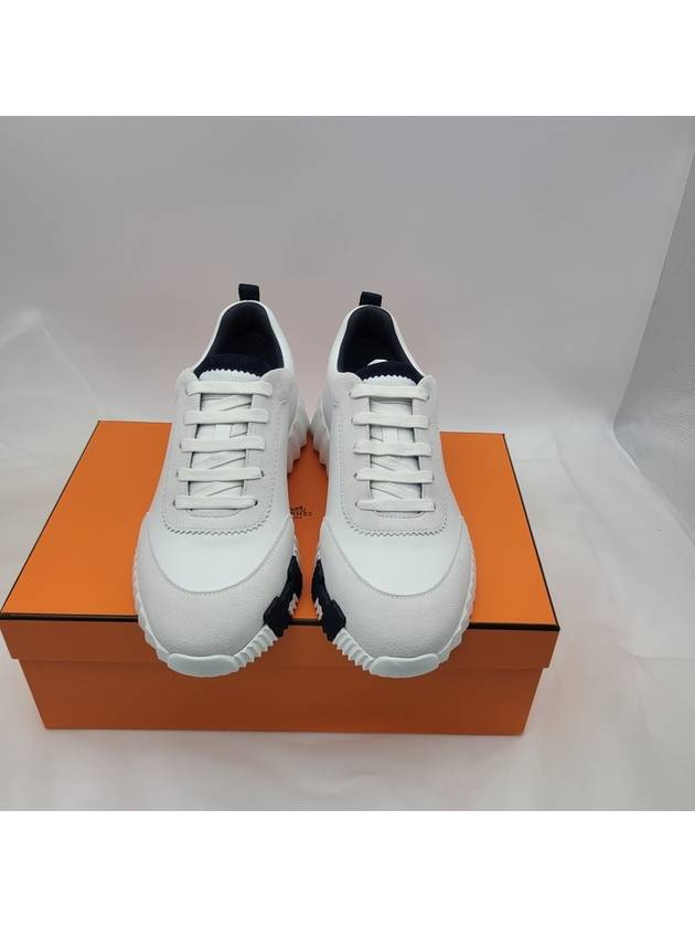 Bouncing Sneakers Calfskin Suede Goatskin Blanc - HERMES - BALAAN 11