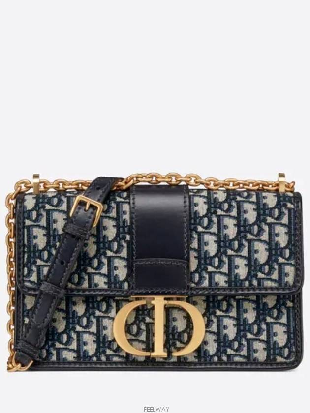 30 Montaigne Oblique Jacquard Chain Shoulder Bag Blue - DIOR - BALAAN 2