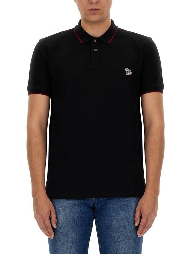 Zebra Patch Short Sleeve Polo Shirt Black - PAUL SMITH - BALAAN 2