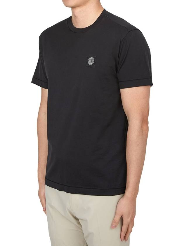 Logo Patch Short Sleeve T-Shirt Black - STONE ISLAND - BALAAN 3