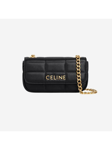 Matelasse Monochrome Quilted Calfskin Mini Shoulder Bag Black - CELINE - BALAAN 1