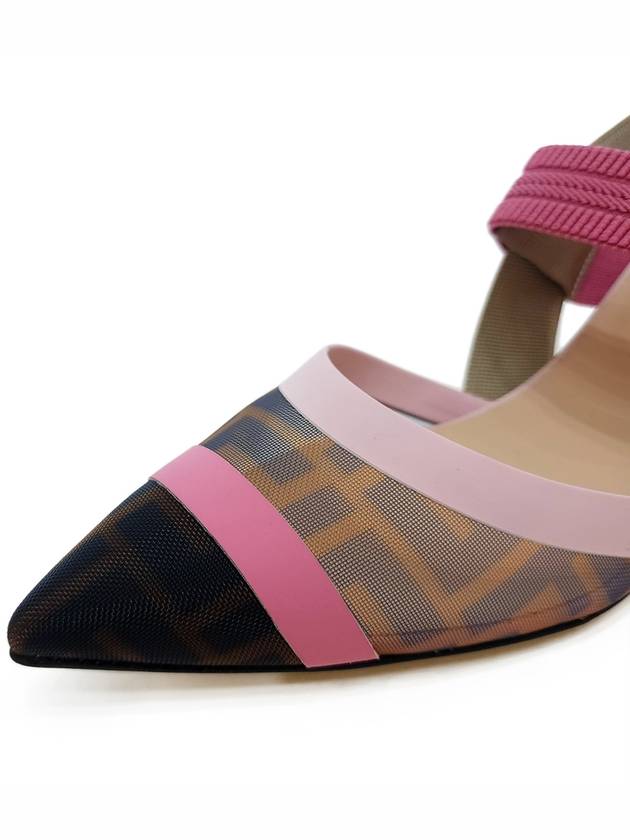 Colibri Mesh Medium Slingback Heel Pink - FENDI - BALAAN 7