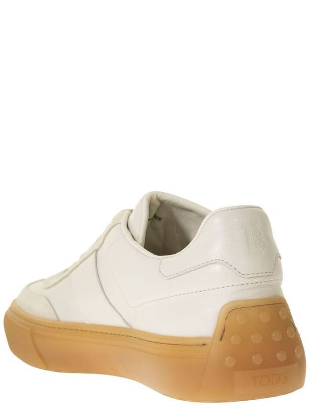 Round Toe Leather Low Top Sneakers White - TOD'S - BALAAN 4