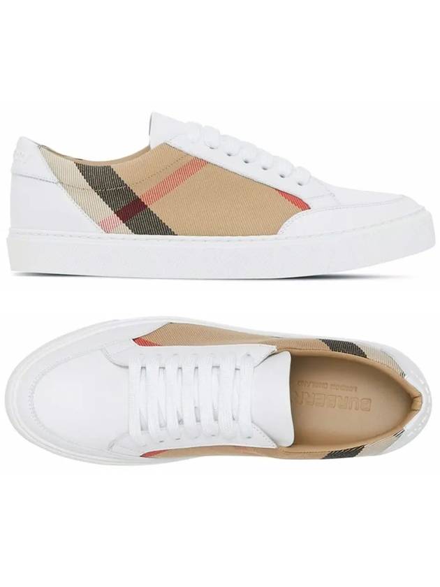 House Check Leather Sneakers Optic White - BURBERRY - BALAAN 2