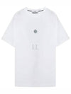 Garment Dyed Lettering One Print Cotton Jersey Short Sleeve T-Shirt White - STONE ISLAND - BALAAN 2