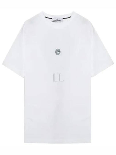 Garment Dyed Lettering One Print Cotton Jersey Short Sleeve T-Shirt White - STONE ISLAND - BALAAN 2