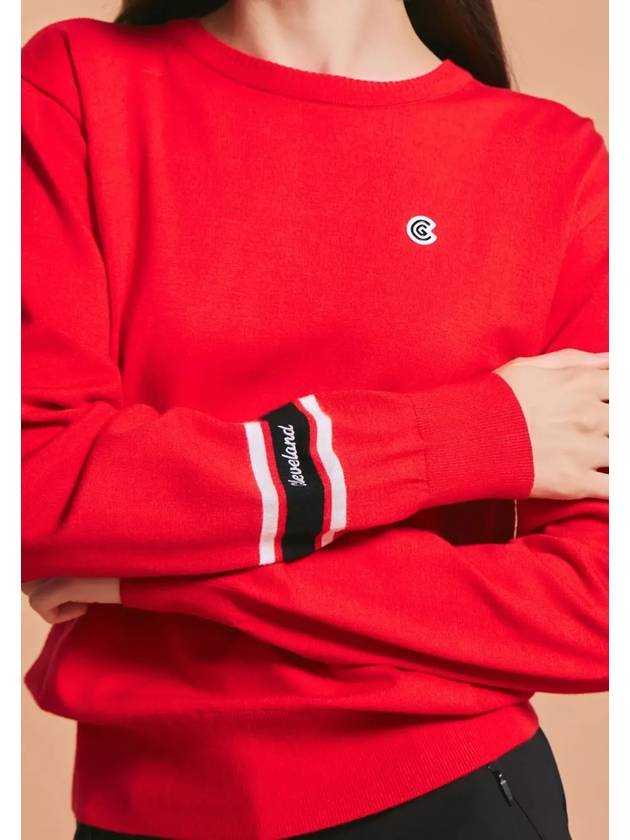 Women s Sleeve Point Round Knit Pullover Red - CLEVELAND GOLF - BALAAN 4