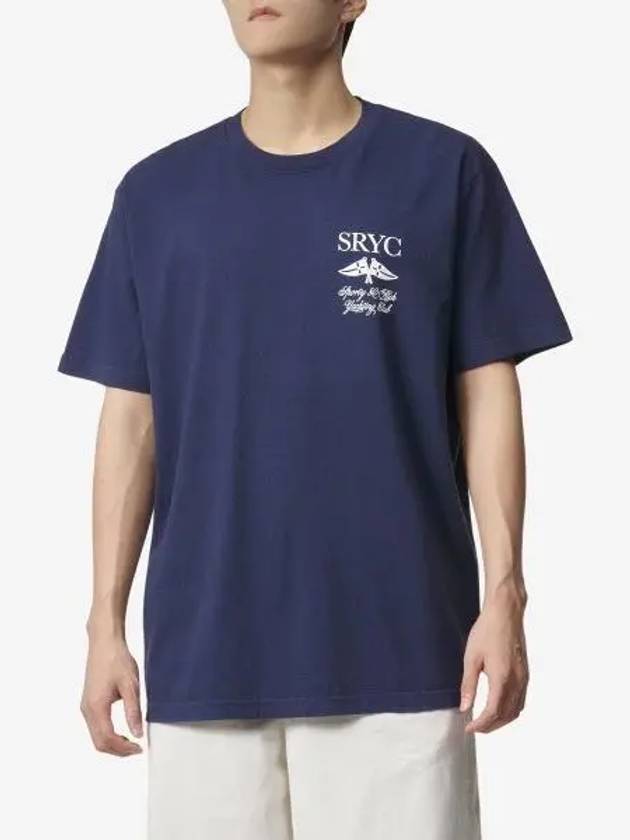 Logo Print Cotton Short Sleeve T-Shirt Navy - SPORTY & RICH - BALAAN 2