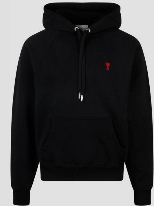 Heart Logo Cotton Hoodie Black - AMI - BALAAN 2