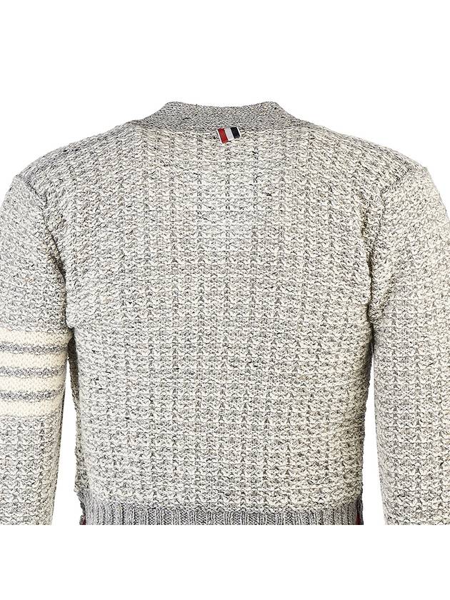 Mohair Tweed 4-Bar Classic V-neck Cardigan Light Grey - THOM BROWNE - BALAAN 6