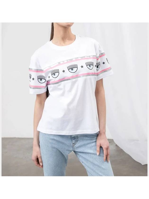 Eye Logo Cotton Short Sleeve T-Shirt White - CHIARA FERRAGNI - BALAAN 3