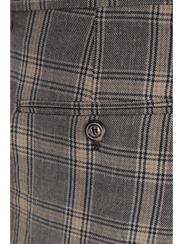 Men's Check Linen Wool Tailored Straight Pants Grey - GUCCI - BALAAN 6