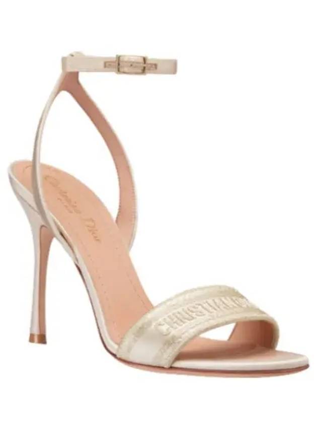 Dway Metallic Thread Embroidered Satin Sandal Heels Gold - DIOR - BALAAN 2