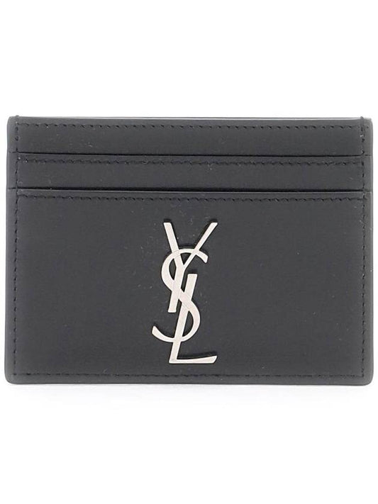 Monogram black card wallet silver 485631 0SX0E - SAINT LAURENT - BALAAN 1