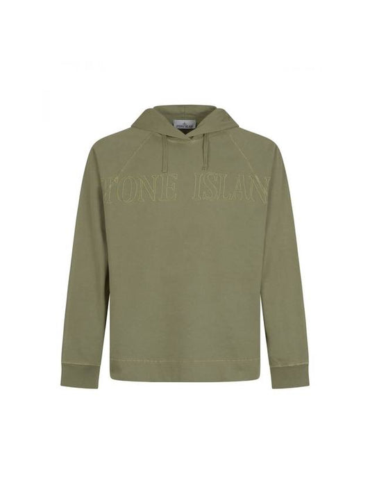 Men's Garment Dyed OLD Treatment Cotton Hoodie Green - STONE ISLAND - BALAAN 1